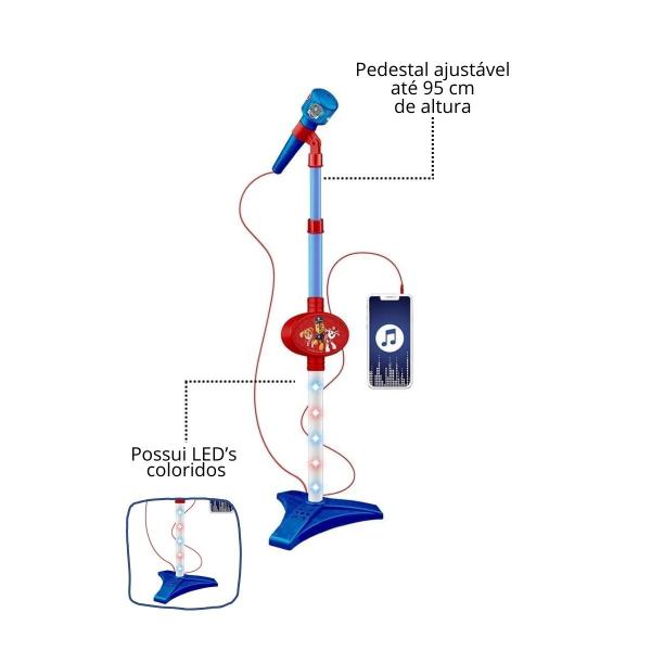 Imagem de Microfone Com Pedestal E Mp3 Com Luz Led Patrulha Canina