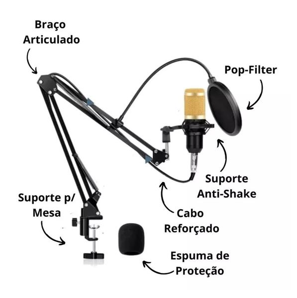 Imagem de Microfone Condensador Articulado Kit Profissional E Estúdio