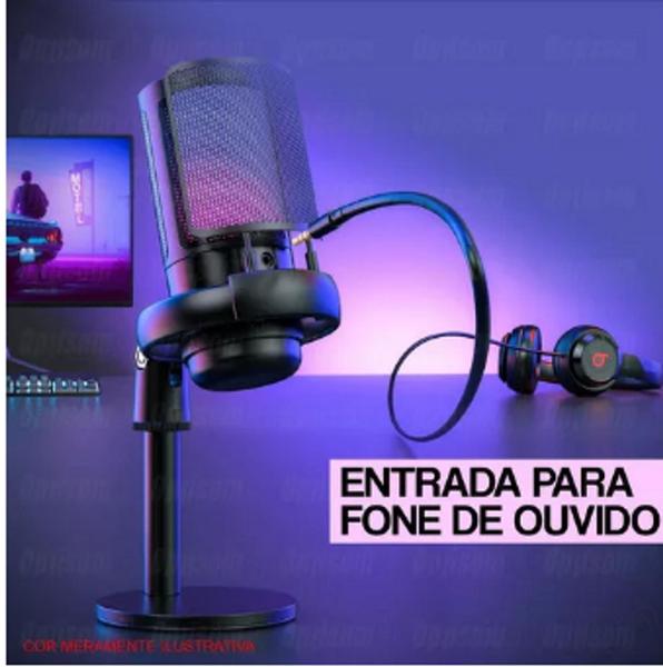 Imagem de Microfone Condensador Gamer Rgb Live Stream Podcast Usb Rosa