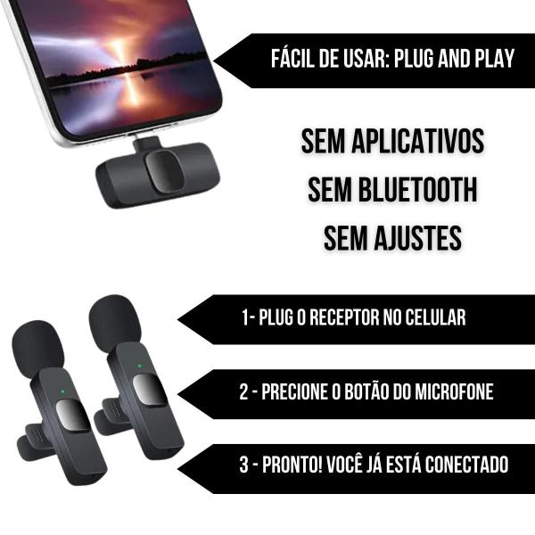 Imagem de Microfone de Lapela Duplo Sem Fio Bluetooth USB Tipo C Compatível com iPhone 15 Pro Max