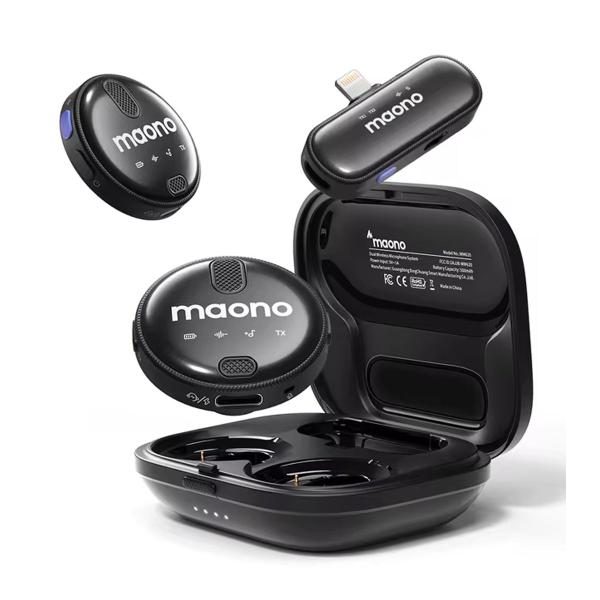 Imagem de Microfone De Lapela Maono WM620 PC2, 2 Microfones, Sem Fio, Preto, USB-C