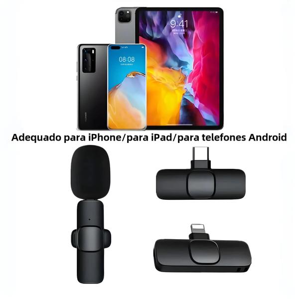 Imagem de Microfone de Lapela Sem Fio Mini Portátil - Compatível com iPhone e Android - Bateria de Longa Duração