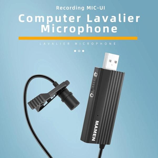 Imagem de Microfone de Lapela USB Mamen MIC-U1 Omnidirecional para Computadores e Notebooks (USB-A)