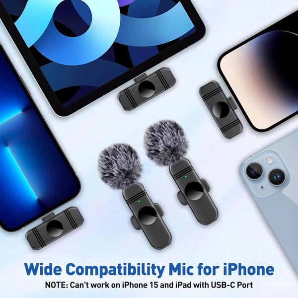 Imagem de Microfone de lapela VEZQUA para iPhone e iPad com redução de ruído