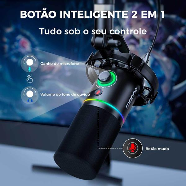 Imagem de Microfone Dinâmico Podcast Rgb Via Usb / Xlr Maono Pd200x