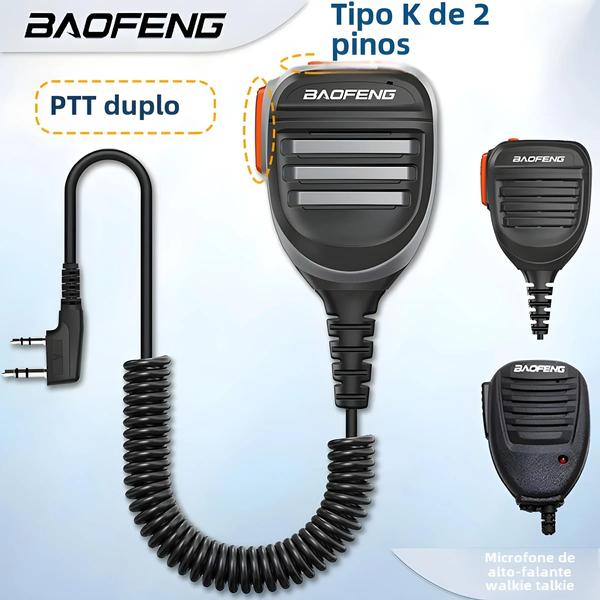 Imagem de Microfone Duplo Portátil PTT à Prova d'Água para Baofeng UV-82, UV-16, 888S e UV-9R