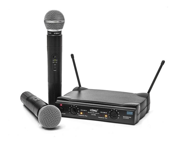 Imagem de Microfone Duplo Sem Fio UHF Wireless Profissional LE-906