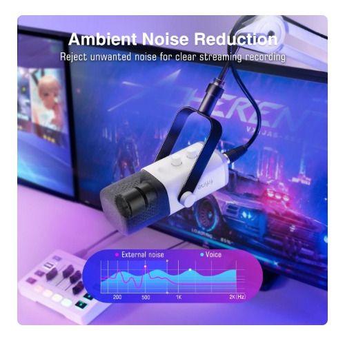 Imagem de Microfone Fifine Ampligame Am8 Gamer Xrl Usb Rgb Mic - Branco