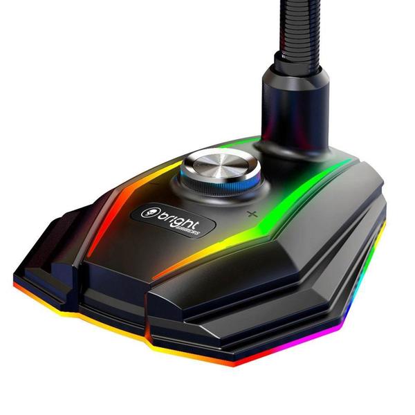 Imagem de Microfone Gamer Bright, RGB, USB, Preto - 604