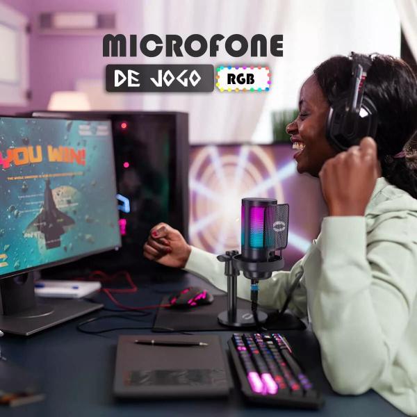 Imagem de Microfone Gamer Condensador Rgb De Mesa Profissional Podcast