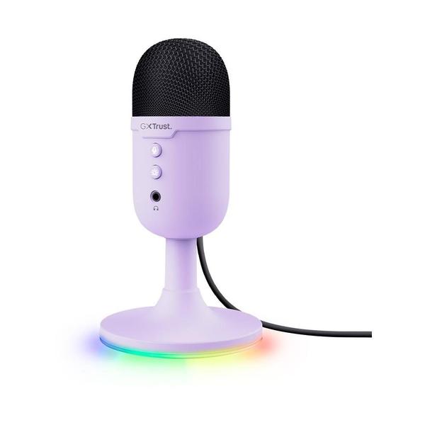 Microfone Gamer de Mesa Trust Yunix GXT 234P, RGB, Compatível com PC, USB, Roxo - 25375 Imagem de Microfone Gamer de Mesa Trust Yunix GXT 234P, RGB, Compatível com PC, USB, Roxo - 25375