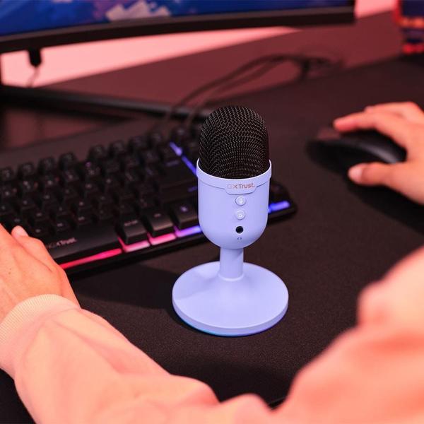 Microfone Gamer de Mesa Trust Yunix GXT 234P, RGB, Compatível com PC, USB, Roxo - 25375 Imagem de Microfone Gamer de Mesa Trust Yunix GXT 234P, RGB, Compatível com PC, USB, Roxo - 25375
