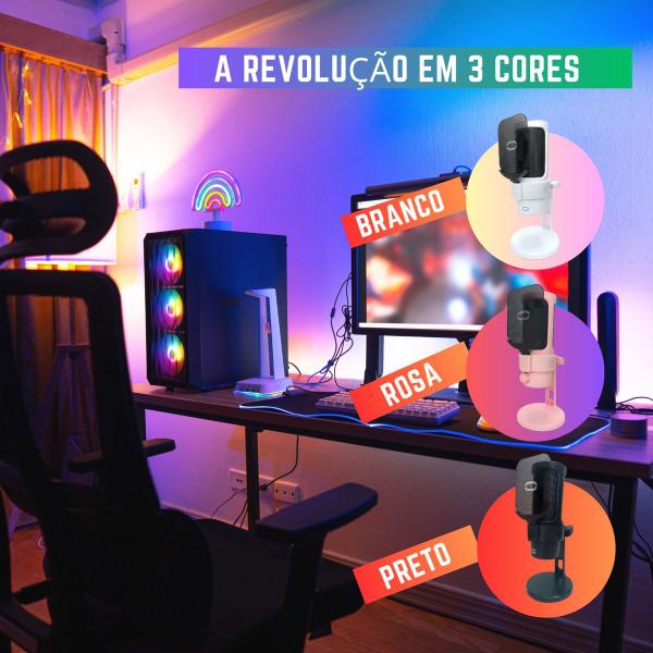 Imagem de Microfone Gamer Ideal Lives Gameplays Condensador Rgb Tomate