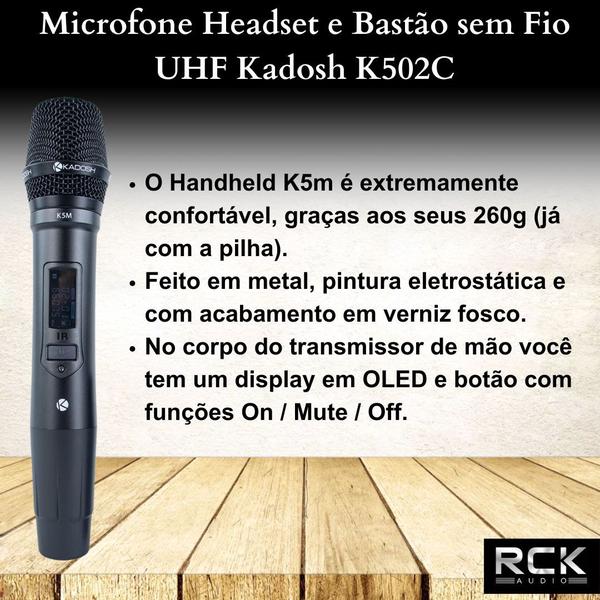 Imagem de Microfone Headset e Bastão sem Fio UHF Kadosh K502C