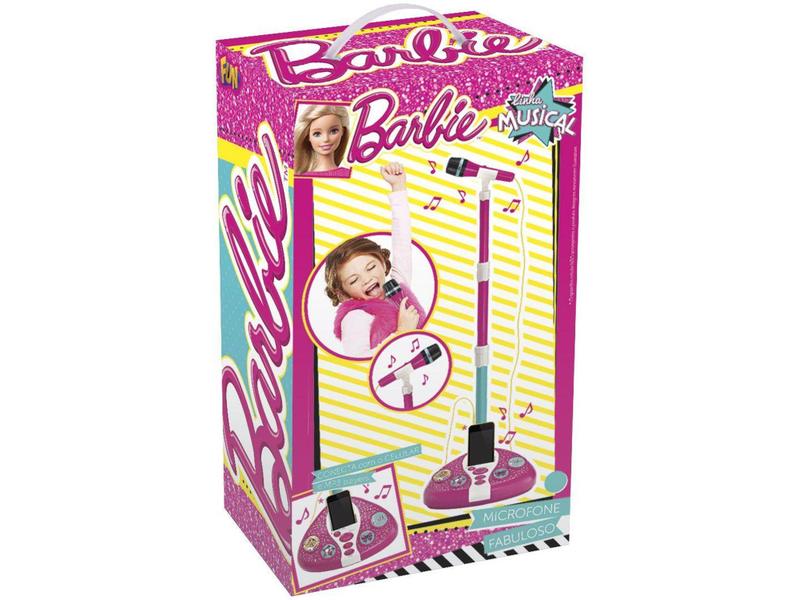 Imagem de Microfone Infantil Barbie Fabuloso com Pedestal - Fun