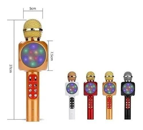 Imagem de Microfone Karaokê Com Caixa De Som Bluetooth Muda Voz Led