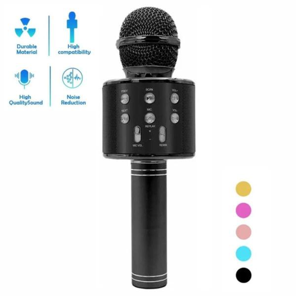 Imagem de Microfone Karaoke Infantil Usb Bluetooth Caixa De Som Preto