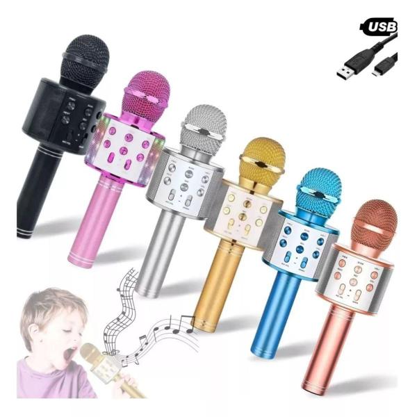 Imagem de Microfone Karaoke Infantil Usb Bluetooth Caixa De Som Preto