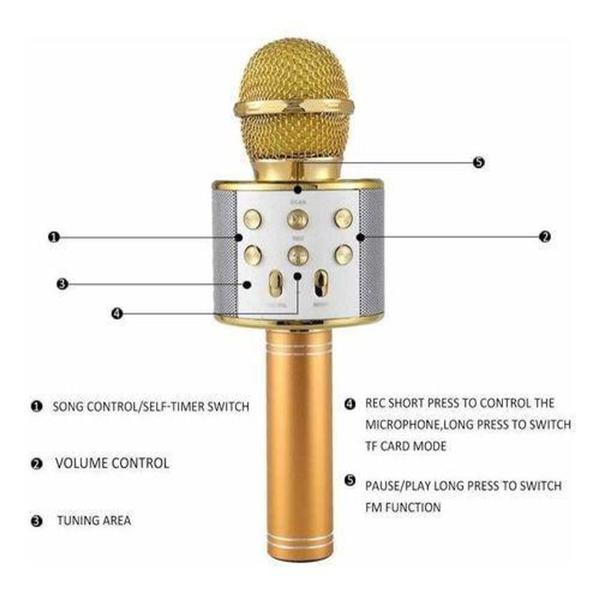 Imagem de Microfone Karaokê Infantil Ws-858 Sem Fio com Bluetooth e Alto Falante