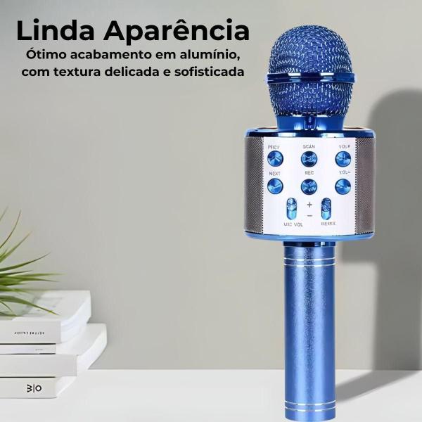 Imagem de Microfone Karaoke Sem Fio Bluetooh Infantil Minimen Azul