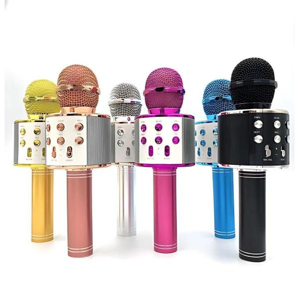 Imagem de Microfone Karaoke Sem Fio Bluetooh Infantil Minimen Dourado