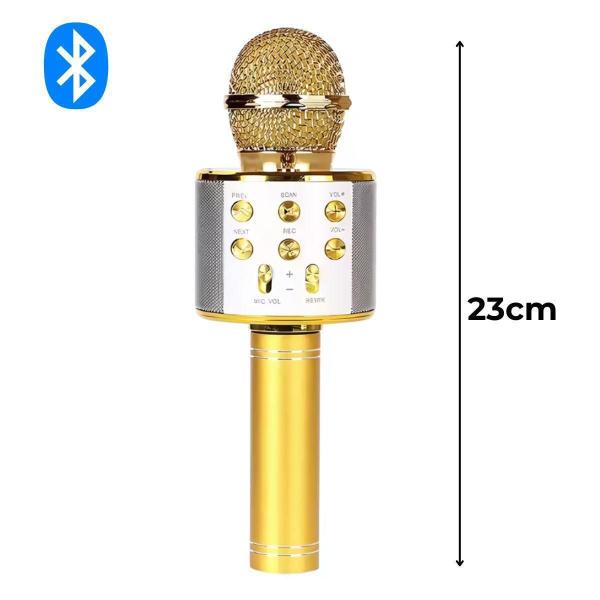 Imagem de Microfone Karaoke Sem Fio Bluetooh Infantil Minimen Dourado