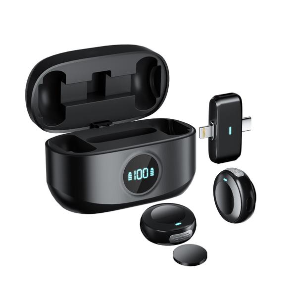 Microfone Lapela Duplo Sem Fio para iPhone e Android M2 Profissional Preto - Famd Microfone Lapela Duplo Sem Fio para iPhone e Android M2 Profissional Preto - Famd