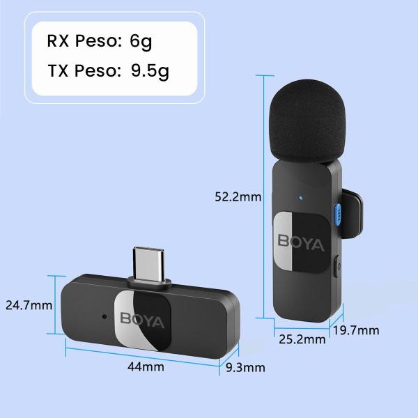 Imagem de Microfone Lapela Duplo Sem Fio para iPhone USB-C e Android Boya V20