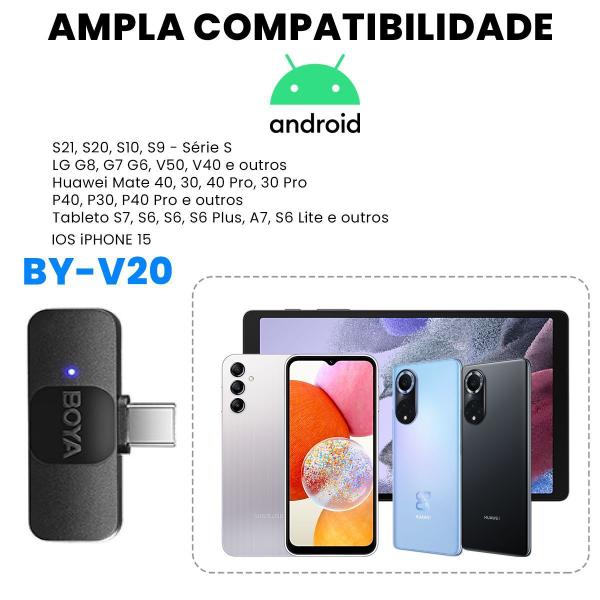 Imagem de Microfone Lapela Duplo Sem Fio para iPhone USB-C e Android Boya V20