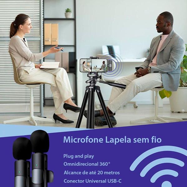 Imagem de Microfone Lapela Duplo Sem Fio Tomate Para Smartphone  BROWN