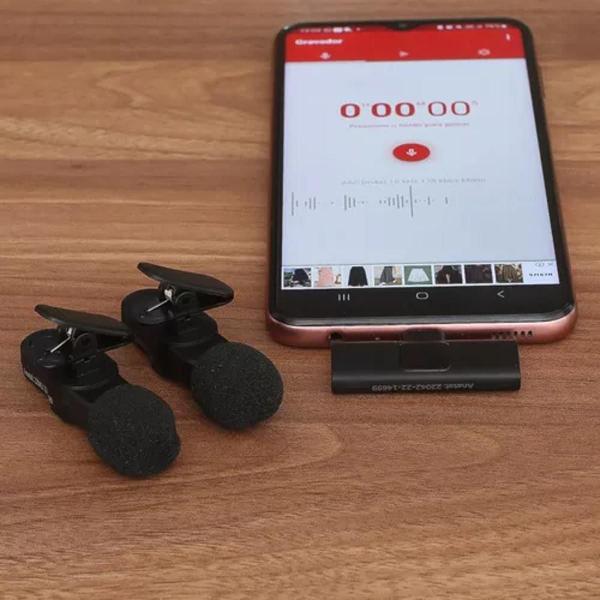 Imagem de Microfone Lapela Duplo Wireless Compatível com USB C