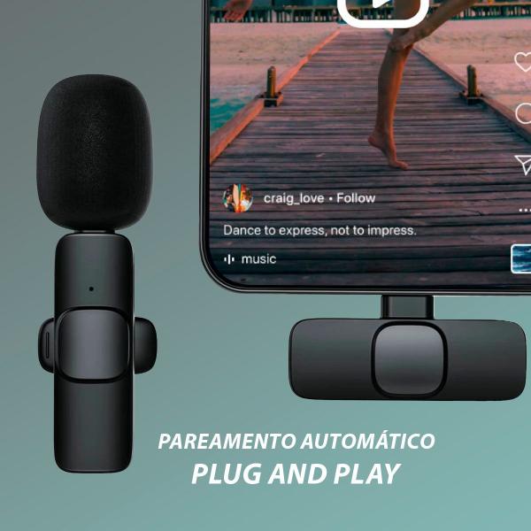 Imagem de Microfone Lapela Sem Fio conector USB-C para Celular Tomate