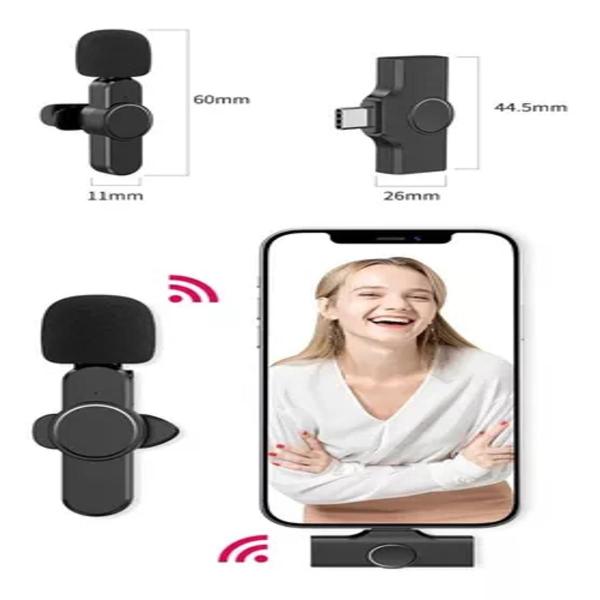 Imagem de Microfone Lapela Sem Fio Plug And Play USB C