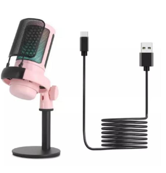 Imagem de Microfone Rgb Condensador Usb Gamer Lives Rosa