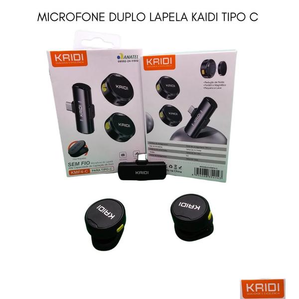 Imagem de Microfone Sem Fio Duplo Lapela Lançamento  Profissional Android tipo C KAIDI