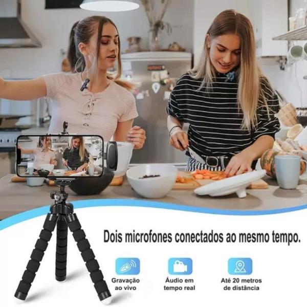 Imagem de Microfone Sem Fio Duplo Lapela Profissional Android Tipo C