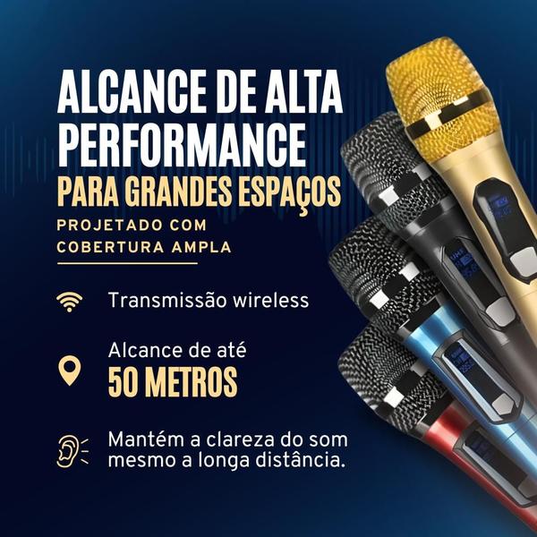 Imagem de  Microfone Sem Fio Duplo Profissional M87 UHF Alta Qualidade de Som Dinâmico Ideal para Karaokê, Igreja, Shows, Palestra, Certificado Anatel