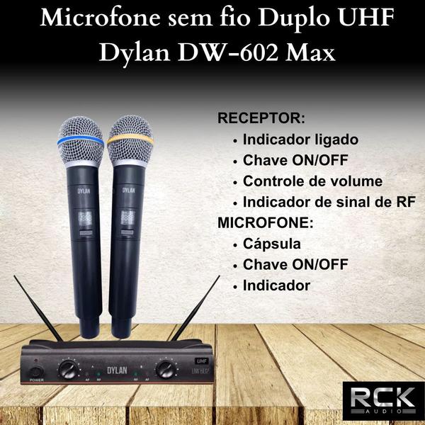 Imagem de Microfone sem fio Duplo UHF Dylan DW-602 Max