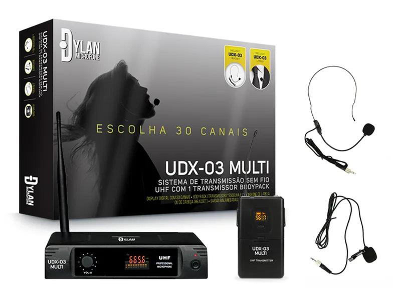 Imagem de Microfone sem fio Dylan UDX-03 headset lapela multi Uhf