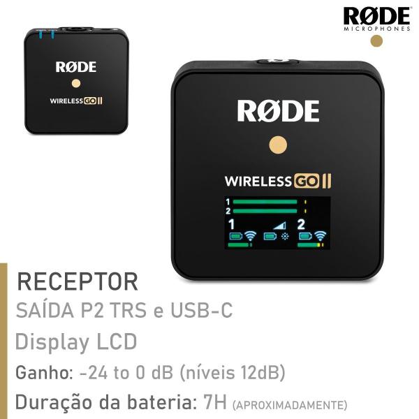 Imagem de Microfone Sem Fio Rode Wireless Go Ii Usb E P2 Trs Completo