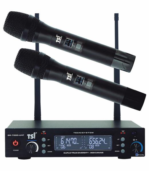 Imagem de Microfone Sem Fio TSI BR-7000 UHF - 300 Canais (Duplo)