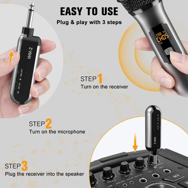 Imagem de Microfone sem fio VeGue WM-2 UHF sem fio de mão duplo