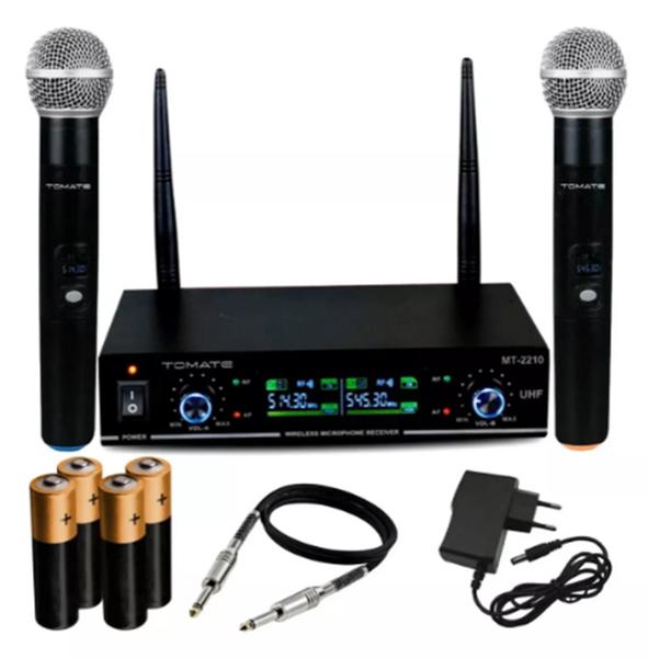 Imagem de Microfone Sem Fio Wireless Uhf De Mão Duplo Profissional