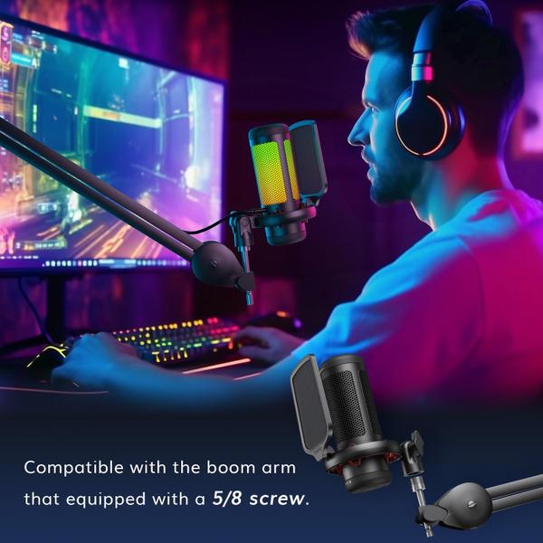 Imagem de Microfone USB TONOR Gaming Mic TC310 para PC com modos RGB