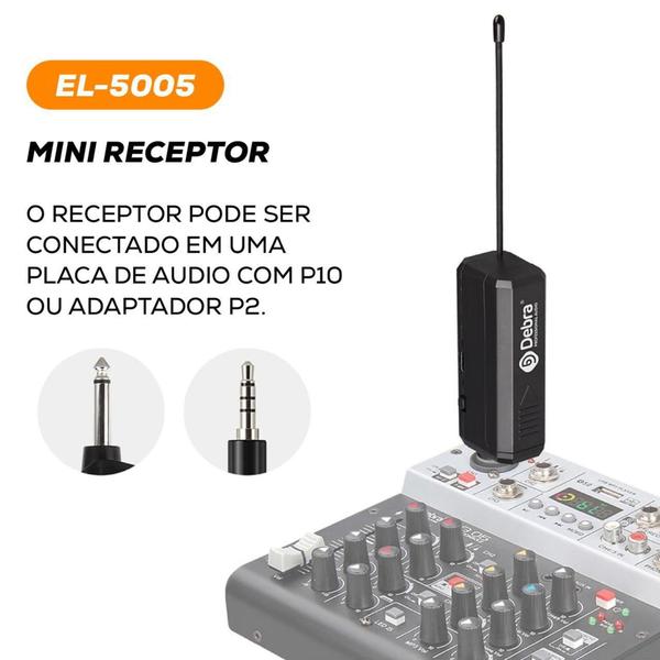 Imagem de Microfones Dinâmico Sem Fio Duplo Profissional Recarregável Uhf Preto - Eletromex