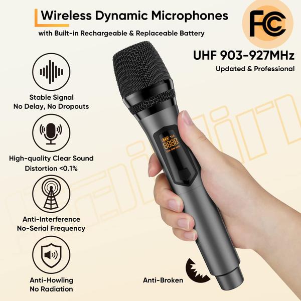 Imagem de Microfones sem fio Saiyin UHF Dual Handheld Dual Dynamic Mic