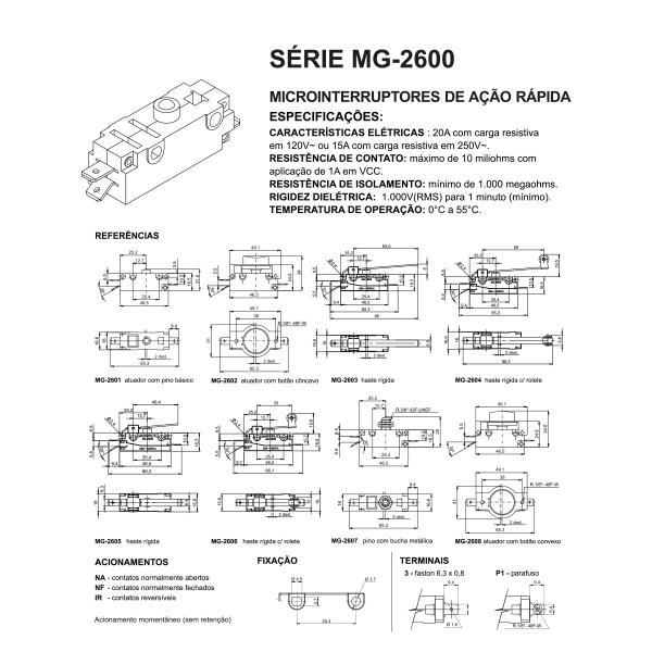 Imagem de Microinterruptor Fim de Curso 20A MG-2603 MarGirius