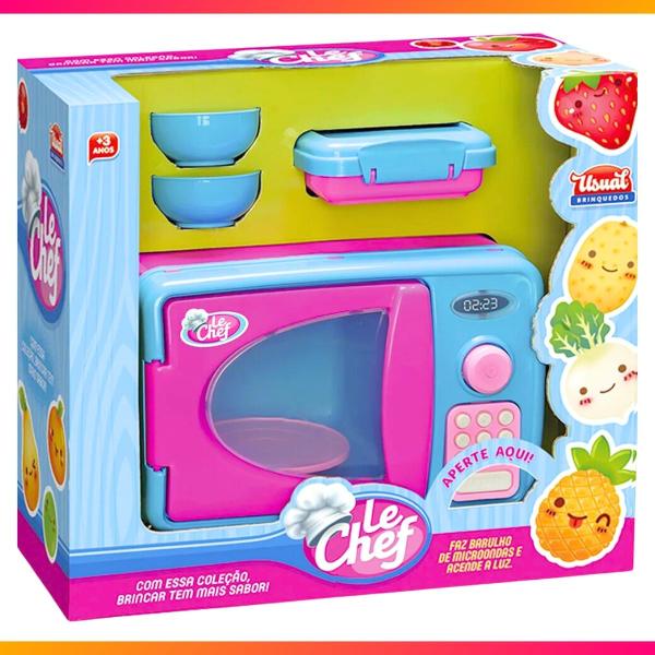 Imagem de Microondas Infantil c/ Acessórios Som e Luz Brinquedo Cozinha Menina