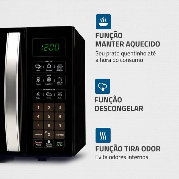 Imagem de Microondas Mondial 34 Litros MO-02-34-B 1200W Preto Espelhado 127V