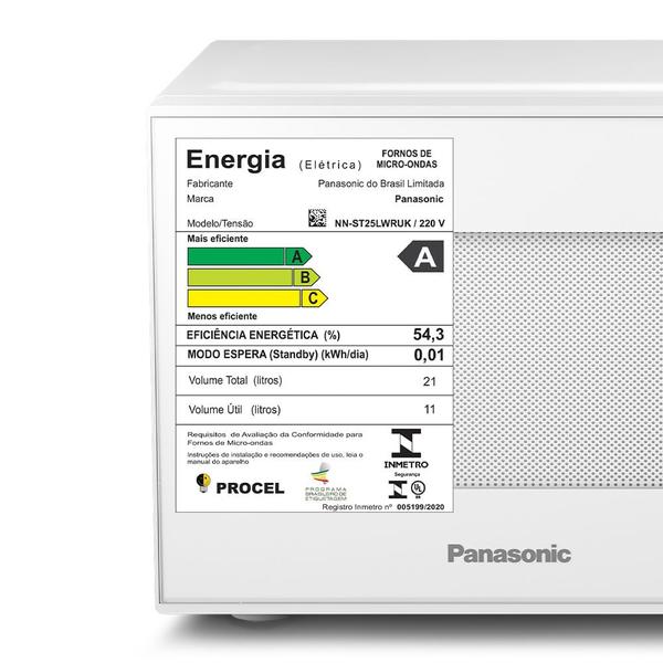 Imagem de Microondas Panasonic Tecnologia Antibactéria AG 21L Branco - NN-ST25LWRU